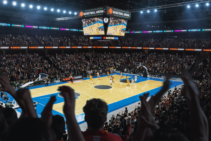inside of a basketball arena
